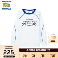 Skechers斯凯奇男童针织衫秋冬加绒套头卫衣中大童户外运动服P423B025 亮白色/0019 170cm