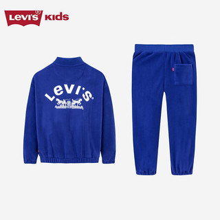 Levi's李维斯童装男童加绒开衫卫衣+长裤2件套23冬季外套裤子套装 石英蓝 140/68