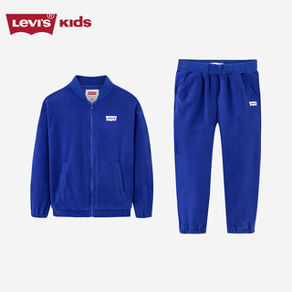Levi's李维斯童装男童加绒开衫卫衣+长裤2件套23冬季外套裤子套装 石英蓝 140/68
