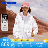 FILA FUSION斐乐潮牌羽绒马甲女2023冬时尚基础保暖连帽上衣 标准白-WT 175/92A/XL