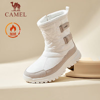 CAMEL 骆驼 户外雪地靴女鞋防水防滑冬季加绒保暖高帮户外登山鞋女款 FB22243905，白色 40
