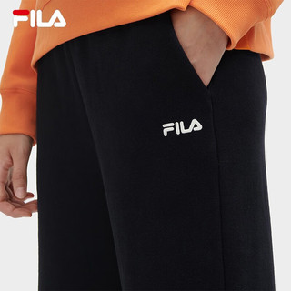 FILA 斐乐男士针织长裤时尚休闲基础简约阔腿裤 正黑色-BK 170/70A/L