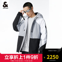 杰克·琼斯（JACK&JONES）23年冬季男士撞色拼接保暖防风反光字母胶印羽绒服223412104 E44灰白色 165/88A/XS