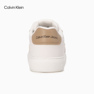 Calvin Klein Jeans24春季男士字母压印撞色拼接休闲运动板鞋ZM02669 0LA-牛乳白/蛋壳黄 40