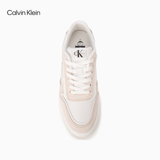 Calvin Klein Jeans24春季男士字母压印撞色拼接休闲运动板鞋ZM02669 0LA-牛乳白/蛋壳黄 40