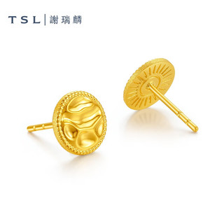 谢瑞麟（TSL）黄金几何耳钉足金水波纹耳饰女款XL254 2.8g 工费800元