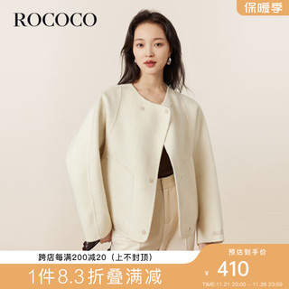 洛可可（ROCOCO）黑色短款羊毛双面呢外套女气质冬装时尚呢子上衣 米色 S