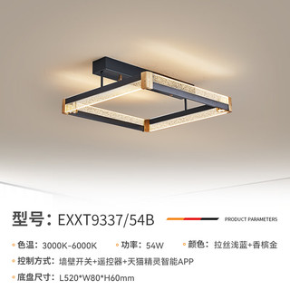 西顿照明（CDN）餐厅卧室客厅灯具智能控制线条灯轻奢高级感吊灯 9337-方形54W-无极调光