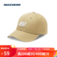 SKECHERS 斯凯奇 帽子男帽女帽棒球帽字母刺绣运动休闲鸭舌棒球帽帽遮阳帽子 卡其色白标L319U045-00JP