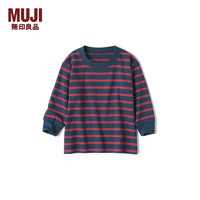 无印良品MUJI 婴童 起毛双罗纹织 长袖T恤 卫衣  CC22YA3A 红色条纹 100cm(56A)