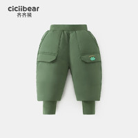 齐齐熊（ciciibear）宝宝羽绒裤冬装男童90鸭绒保暖裤子2023 古绿色 100cm