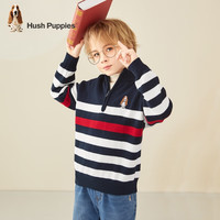 暇步士 童装儿童冬装毛衣男童冬季男大童时尚条纹针织衫 藏蓝 110cm