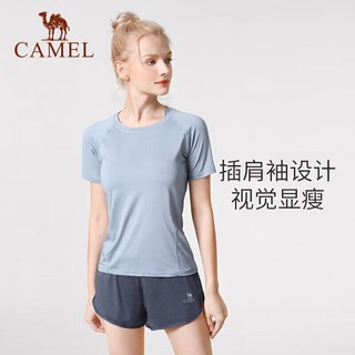 CAMEL 骆驼 瑜伽服女长袖跑步春秋运动衣套装时尚22255493烟雾紫L