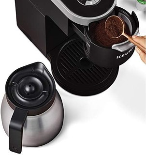 Keurig 不锈钢保温瓶,K-Duo Plus 咖啡机,银色表面