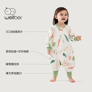 威尔贝鲁（WELLBER）婴儿分腿睡袋冬空气层夹棉分腿儿童防踢被子保暖睡衣 小兔子（18-22℃） M(身高80-90cm)