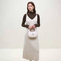 范思蓝恩23FS14683法式针织连衣裙女秋冬季气质V领内搭吊带裙子 米色 M