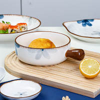 晋宝源日式碗碟餐具单个装碗筷饭碗盘子家用高颜值乔迁餐具可洗碗机墨蓝 手柄碗