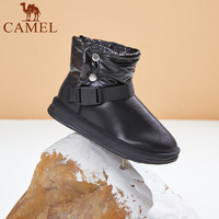 骆驼（CAMEL）保暖雪地靴女鞋冬季圆头短靴时尚休闲百搭女鞋 黑色 38