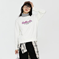 卡帕（Kappa）针织套头衫2023女字母印花运动卫衣加绒圆领长袖 韩国白-012 XXL