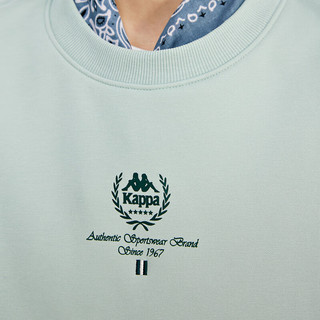 Kappa 卡帕 复古运动套头衫2023女针织卫衣拼色休闲圆领长袖K0D82WT20 奶油绿-3004 XL