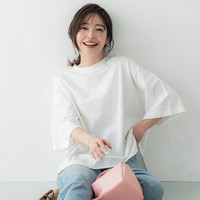 coca日系圆弧剪裁短袖t恤女2023女装白色宽松上衣设计感小众