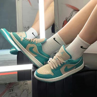 NIKE 耐克 女鞋Air Jordan 1 Low AJ 1蓝绿篮球鞋休闲运动鞋DC0774-131