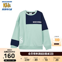 Skechers斯凯奇男女童套头卫衣加绒保暖上衣秋冬百搭儿童上衣L423K066 港灰色/01P9 130cm