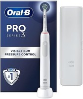 Oral-B 欧乐-B Pro 3 电动牙刷带智能压力传感器,女士/男士礼品,1 个牙刷头和旅行盒,3 种模式牙齿*,2