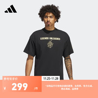 adidas 阿迪达斯 男装速干简约印花篮球运动上衣短袖T恤IN2471 黑色 A/M