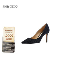 JIMMY CHOO 女士高跟鞋炭黑色闪光织物 ROMY 85 GVE BLACK ANTHRACITE 36码