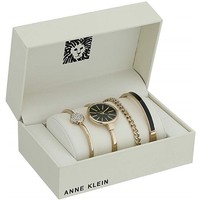 ANNE KLEIN 魅力潮流系列 女士手表手链套装 32毫米手表+金色手镯+黑色手链+黑色镶水晶手镯