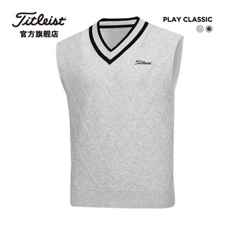 Titleist泰特利斯高尔夫服装男士针织背心PLAY CLASSIC男装V领马甲 灰色 L