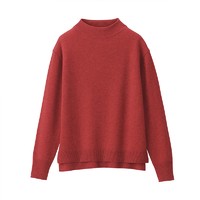 MUJI 無印良品 无印良品 MUJI 女式 牦牛绒混羊毛 高圆领毛衣 BAC22A1A 长袖针织衫 红色