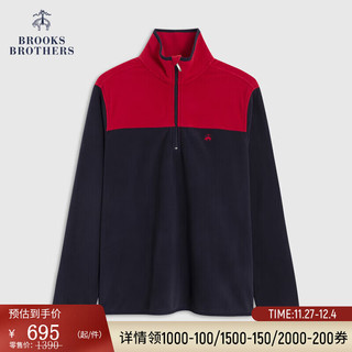 布克兄弟（BrooksBrothers）男士新休闲半拉链高领拼色长袖卫衣 4004-藏青色 XS