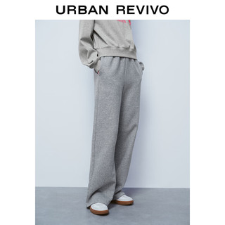 URBAN REVIVO UR冬女装时尚休闲运动风百搭抽绳高腰宽腿裤UWL630054 中灰 L