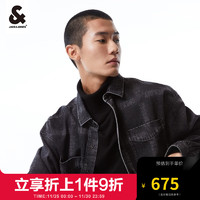 杰克·琼斯（JACK&JONES）23冬季男士牛仔外套长袖宽松圆弧底摆按扣衬衫男款223462004 A17中灰牛仔 170/92A/S