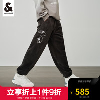 杰克·琼斯（JACK&JONES）冬季条绒面料刺绣字母图案装饰宽松束脚裤男装 E44黑砂色 165/72A/XSR