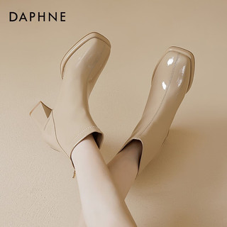 达芙妮（DAPHNE）法式高跟短靴女2023百搭配裙子英伦风春秋单靴显脚小瘦瘦女靴 杏色 36