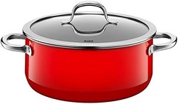 Silit 平底炖煮锅，直径24cm，玻璃盖， 4.4L，Silargan 功能陶瓷，红色
