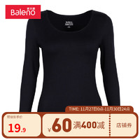 班尼路（Baleno）秋冬打底衫女圆领EXTRA保暖内衣修身显瘦上衣 00A黑色 M