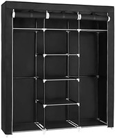 SONGMICS 衣柜 带 2 个衣杆,175 x 150 x 45 厘米,黑色 RYG12B