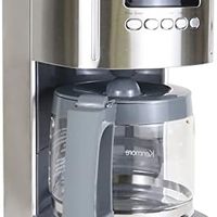 Koolatron Kenmore 12杯滴滤式咖啡机,1.8升可程过滤咖啡机带定时器,快速冲泡技术,可重复使用的过滤器,玻璃水瓶,数字显示,木炭滤水器,银色