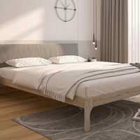 惠寻 京东自有品牌 实木床双人床进口松木床架免漆 斜靠床1.5米
