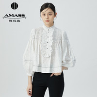 抖音超值购：AMASS 阿玛施 新款女装气质宫廷泡泡袖减龄波点印花娃娃衬衫5301043