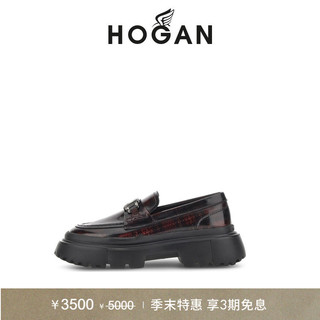 HOGAN H619系列 女士中跟乐福鞋 HXW6290EP20SSX 红棕色 39
