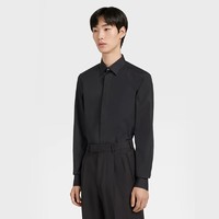 杰尼亚 Zegna）男士黑色Trofeo™ 舒适棉质长袖精裁衬衫CT1069-9YC0CA-40