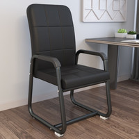 电脑椅家用办公椅工作椅会议椅凳子靠背办公室椅子座椅培训职员网椅 升级款黑色皮质