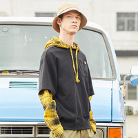 Dickies 帝客 格子休闲印花拼接假两件连帽卫衣