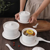 Beisesi 贝瑟斯 陶瓷碗炖盅 汤碗隔水炖盅内胆蒸蛋粥燕窝盅罐餐具带盖勺碟420ml