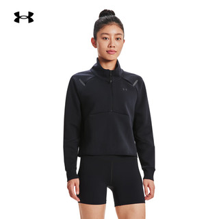 安德玛 UNDERARMOUR）秋冬Unstoppable女子抓绒1/4 拉链短身训练运动卫衣1379844 黑色001 XL